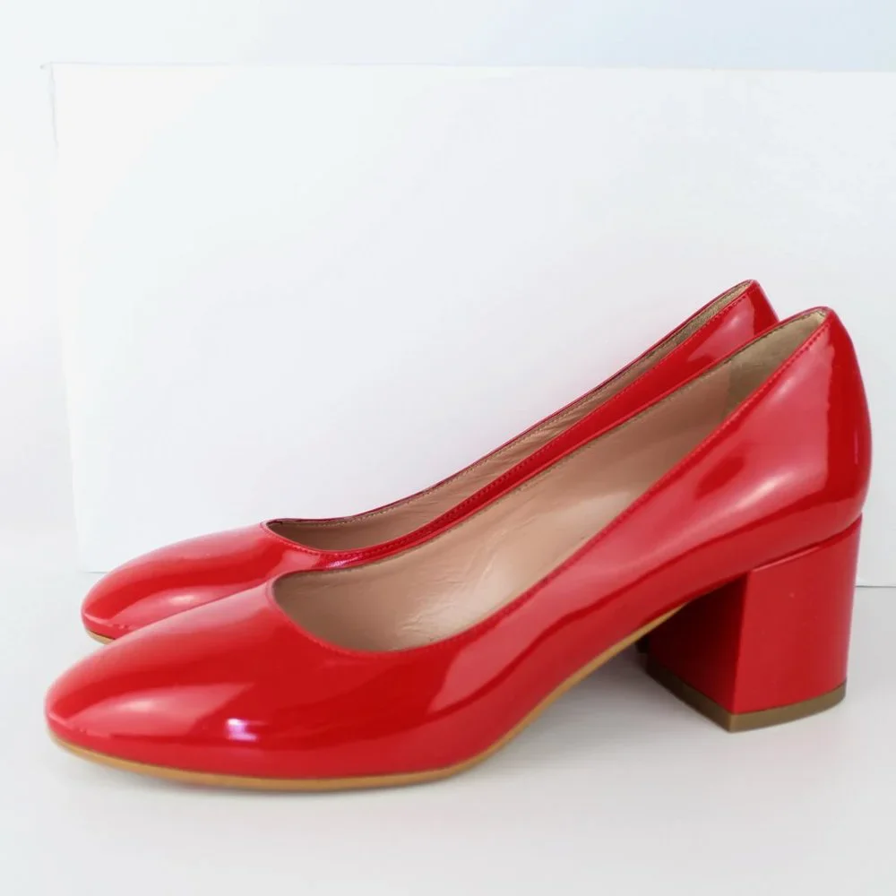 NEW POLLINI FOOTWEAR Patent Leather Pumps – Bold, Chic & Comfy Block Heels